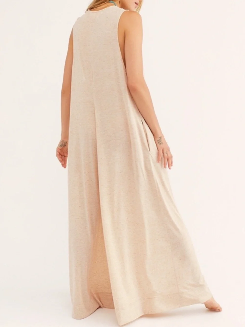 FREE PEOPLE BEACH Fulton Jumpsuit Wide Leg Romper Oatmeal Size L